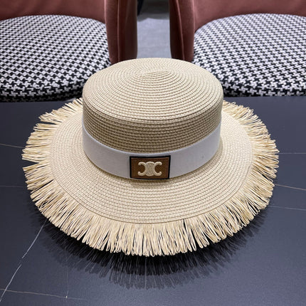 WIDE BRIM HAT MODEL 651884 IN BEIGE WOVEN STRAW