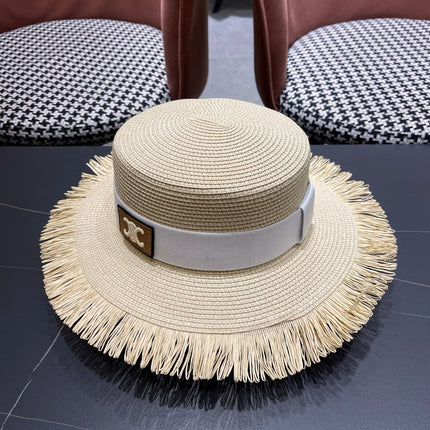 WIDE BRIM HAT MODEL 651884 IN BEIGE WOVEN STRAW