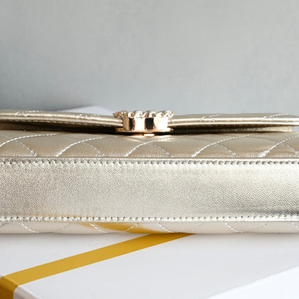 CHANEL 25S KELLY 18 CM IN GOLD LAMBSKIN