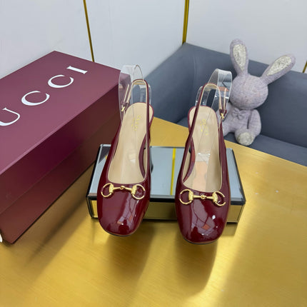 GG HIGH HEELS 65 IN RED GLOSSY LEATHER WITH GOLD HARDWARE