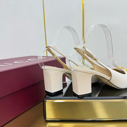 GG HIGH HEELS 65 IN CREAM WHITE LAMBSKIN WITH GOLD HARDWARE