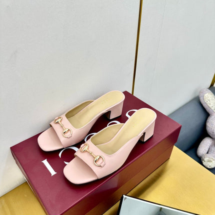 GG HIGH HEELS 65 IN PINK CALFSKIN WITH GOLD HARDWARE