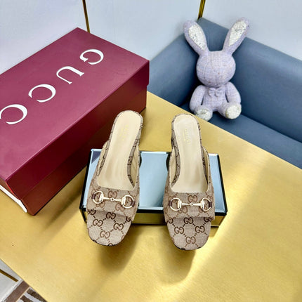 GG HIGH HEELS 65 IN BEIGE FABRIC WITH GOLD HARDWARE