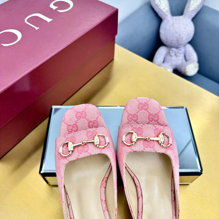 GG HIGH HEELS 65 IN PINK FABRIC WITH GOLD HARDWARE