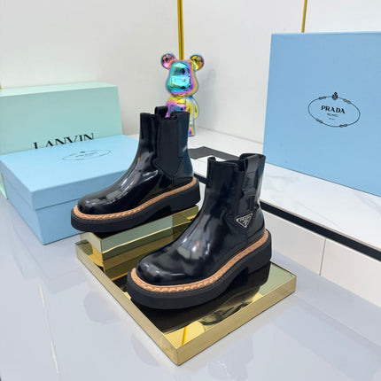 PRADA 25S CHELSEA BOOTS 50MM IN BLACK GLOSSY CALFSKIN