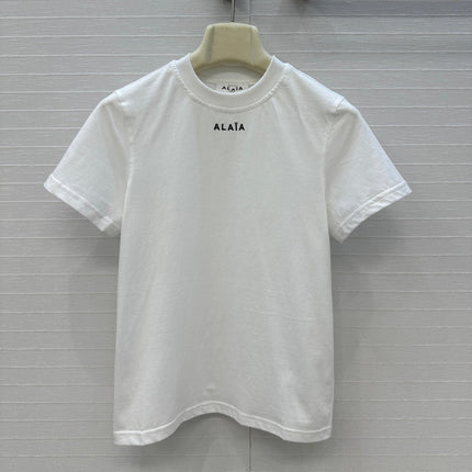 ALAIA ROUND-NECK T-SHIRT WITH EMBROIDERED LOGO 276076