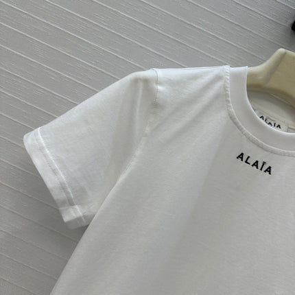 ALAIA ROUND-NECK T-SHIRT WITH EMBROIDERED LOGO 276076