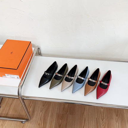 KIARA FLAT PUMP IN RUBY RED CALFSKIN