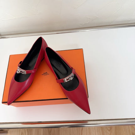 KIARA FLAT PUMP IN RUBY RED CALFSKIN