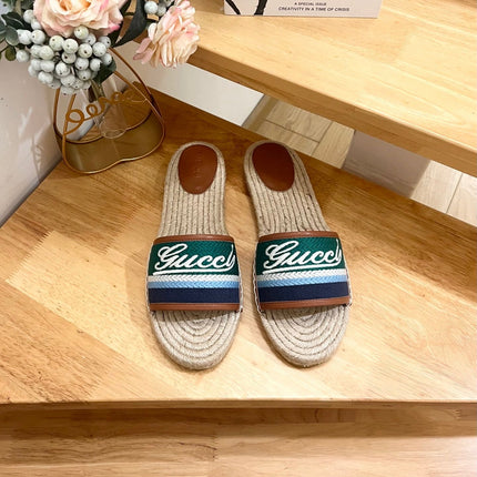 GG SLIDES IN MULTICOLOR RAFFIA