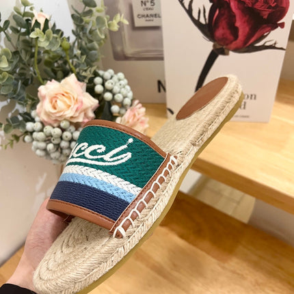 GG SLIDES IN MULTICOLOR RAFFIA