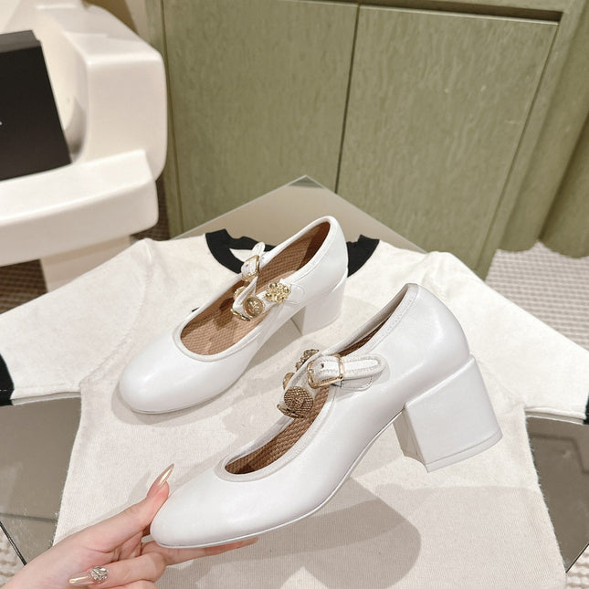 CC HIGH MARY JANE WHITE LAMBSKIN