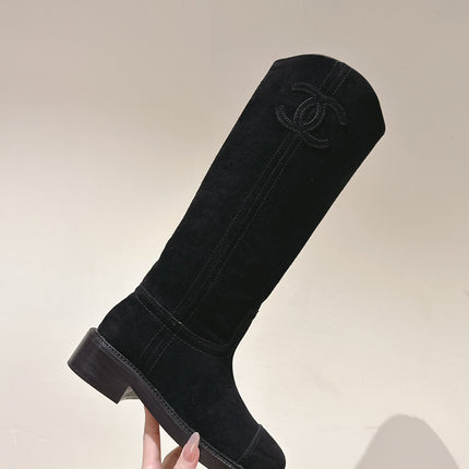 CC HIGH BOOTS BLACK SUEDE CALFSKIN