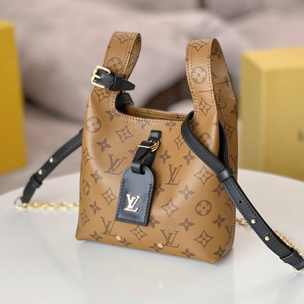 LV 25S ATLANTIS BB 17 IN CARAMEL BEIGE MONOGRAM COATED CANVAS LEATHER TRIM BLACK