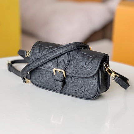 LV 25S MINI NANO DIANE 19 IN BLACK MONOGRAM EMPREINTE LEATHER GOLD HARDWARE