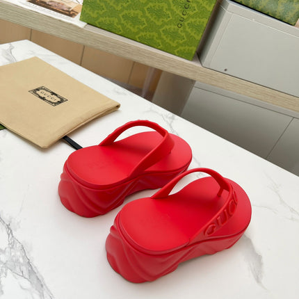 THONG PLATFORM IN RUBY RED IMPORTED TPU