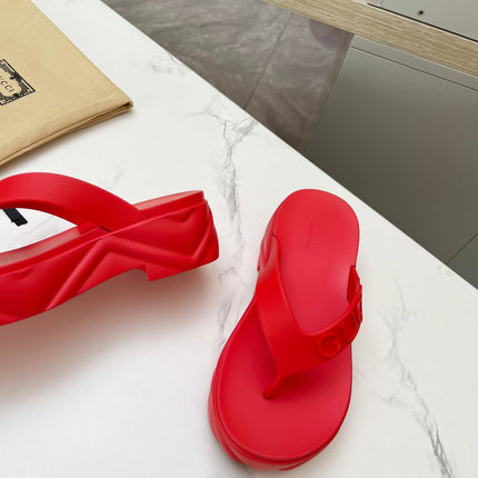 THONG PLATFORM IN RUBY RED IMPORTED TPU