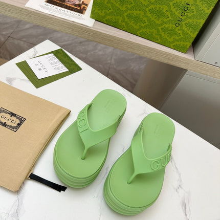 THONG PLATFORM 5 CM IN PISCHIATO GREEN IMPORTED TPU
