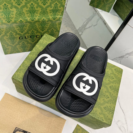 PLATFORM SLIPPERS IN BLACK IMPORTED TPU