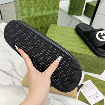 PLATFORM SLIPPERS IN BLACK IMPORTED TPU
