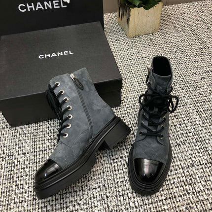 SHORT BOOTS SLATE GREY SUEDE LAMBSKIN