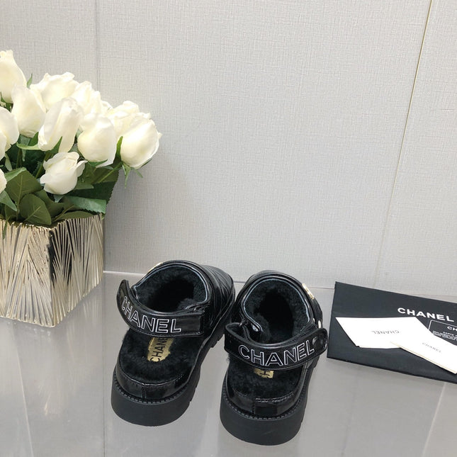 CHUNKY PLATFORM SHEARLING SLIPPER BLACK LAMBSKIN