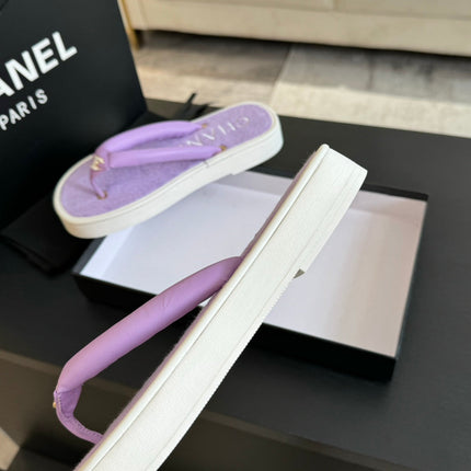 Thick-soled Flip-Flops Lambskin Lavender Purple