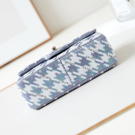 CHANEL 25S FLAP BAG 20 IN WHITE MIX BLUE SEQUINS