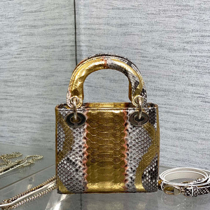 MINI 17 LADY BAG IN GOLDEN SNAKESKIN PATTERN LAMBSKIN