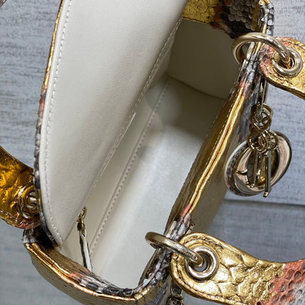 MINI 17 LADY BAG IN GOLDEN SNAKESKIN PATTERN LAMBSKIN