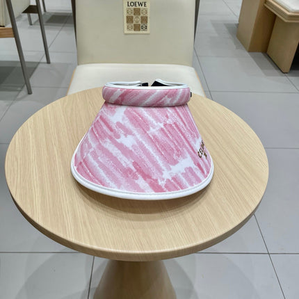 VISOR HAT MODEL 652203 IN PINK AND WHITE FABRIC