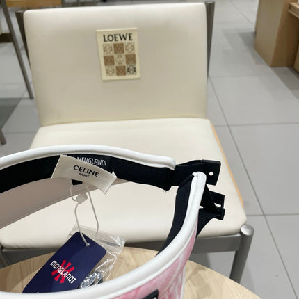 VISOR HAT MODEL 652203 IN PINK AND WHITE FABRIC