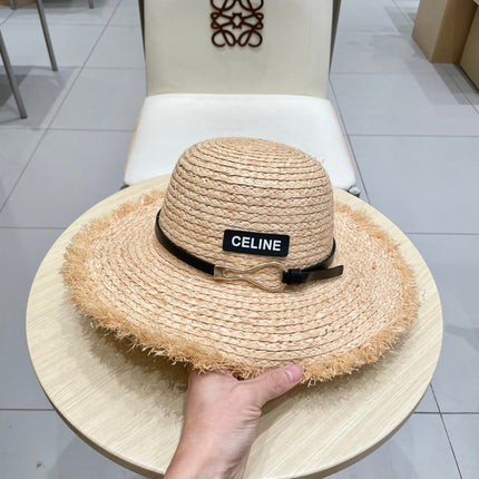WIDE BRIM HAT MODEL 650422 IN NATURAL WITH BLACK LEATHER STRAP RAFFIA STRAW