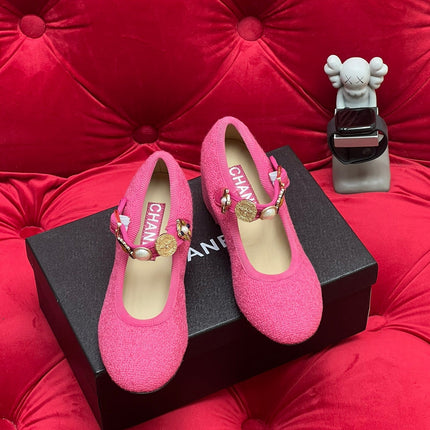 HIGH MARY JANE SHOES HOT PINK WOOL TWEED