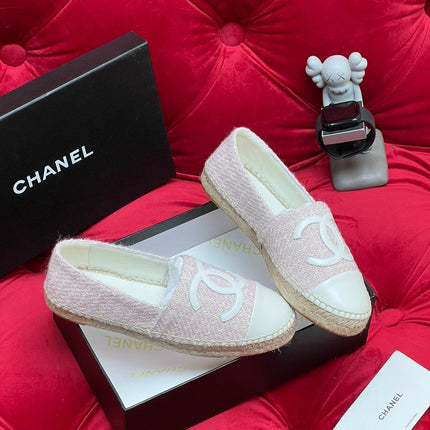 WOVEN LOAFERS IN LIGHT PINK FABRIC