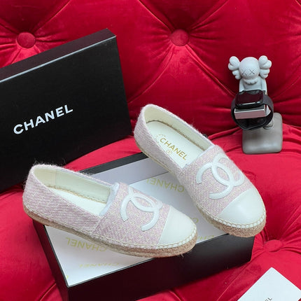 WOVEN LOAFERS IN LIGHT PINK FABRIC