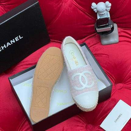 WOVEN LOAFERS IN LIGHT PINK FABRIC