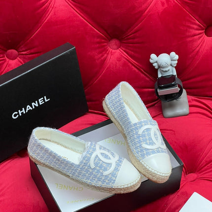 WOVEN LOAFERS IN LIGHT BLUE FABRIC