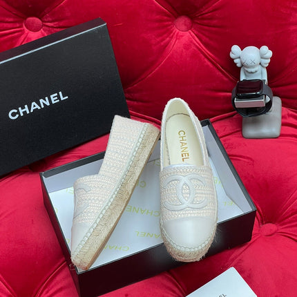 WOVEN LOAFERS IN WHITE BEIGE FABRIC