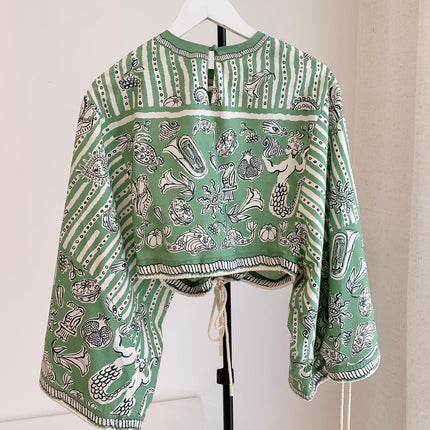 ALEMAIS PRINTED TOP IN GREEN MIX WHITE 267466