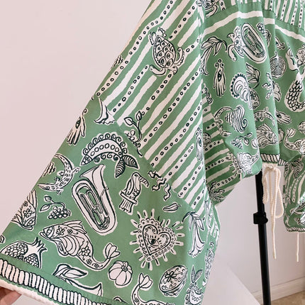ALEMAIS PRINTED TOP IN GREEN MIX WHITE 267466