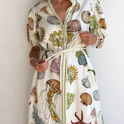 ALEMAIS LONG DRESS WITH OCEAN-INSPIRED PRINT 267469