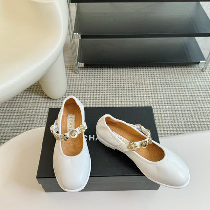 MARY JANE SHOES WHITE SHEEPSKIN
