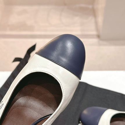 HIGH SLINGBACKS WHITE MIX BLACK SHEEPSKIN