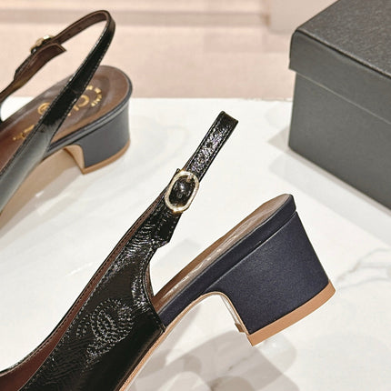 SLINGBACKS IN BLACK SHEEPSKIN