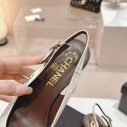 SLINGBACKS WHITE MIX BLACK SHEEPSKIN