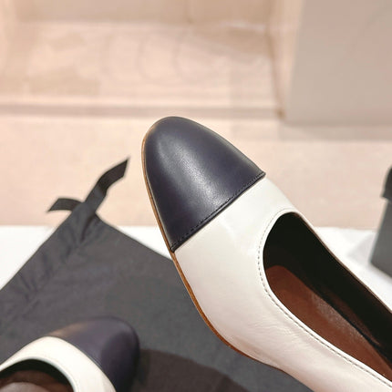 SLINGBACKS WHITE MIX BLACK SHEEPSKIN