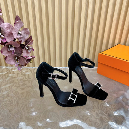 JULY SANDAL 105 MM IN BLACK VELVET