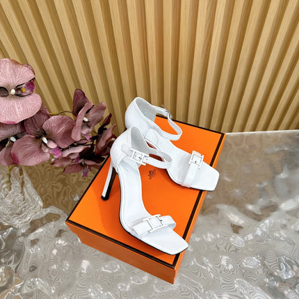 JULY SANDAL 105 MM IN WHITE CALFSKIN