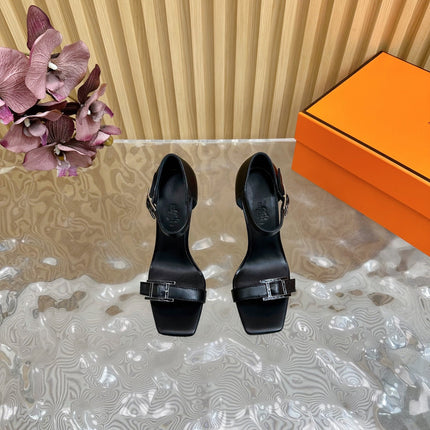 JULY SANDAL 105 MM IN BLACK CALFSKIN